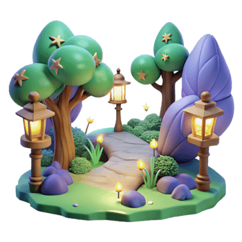 vibrant classic Enchanted 3D Garden Path Illustration authentic png