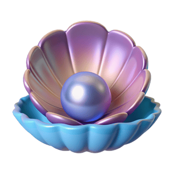 stunning minimalist Pearl in Shell 3D Render high resolution png