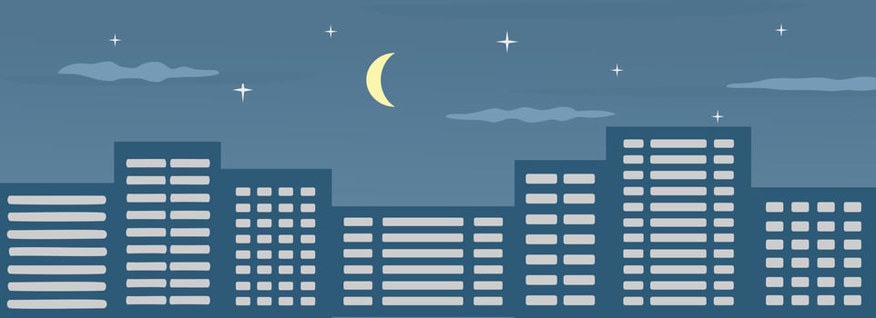 Night city. Cityscape at night. Night building. Landscape building. Night sky. Apartment cartoon illustration. Building flat illustration. vector