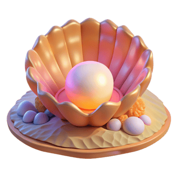 dramatic vintage 3D Render Pearl in Seashell authentic png