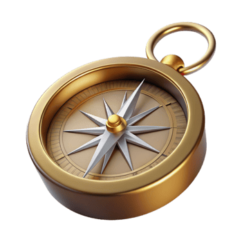 vibrant modern Golden Compass 3D Illustration premium png