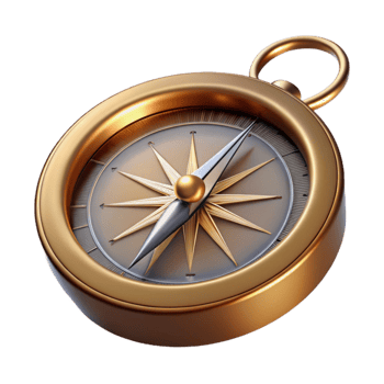 serene modern Golden Compass 3D Illustration 4K png