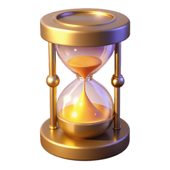 impressive classic Golden Hourglass 3D Render premium png