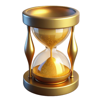 wonderful rustic Golden Hourglass 3D Render genuine png