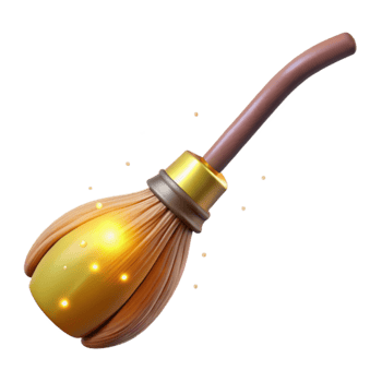 serene creative Glowing 3D Broom Illustration authentic png