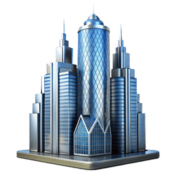 serene minimalist Modern Cityscape 3D Illustration premium png