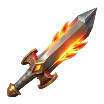 Flaming Sword Illustration Game Asset Design png