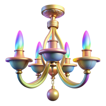 stunning minimalist Rainbow Chandelier 3D Render exclusive png