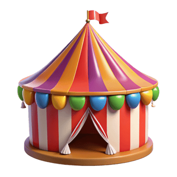 extraordinary creative Colorful Circus Tent 3D Render detailed png