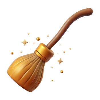 impressive abstract 3D Render Golden Witch's Broomstick high resolution png