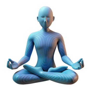 3D Render Meditation Pose, Serene Blue Figure png