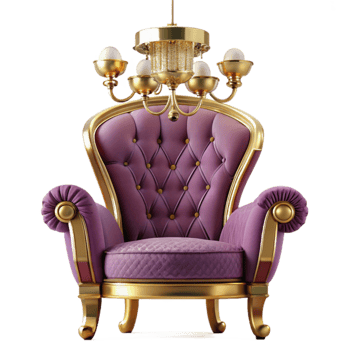 stunning traditional Luxury Purple Throne Chair 3D Render genuine png