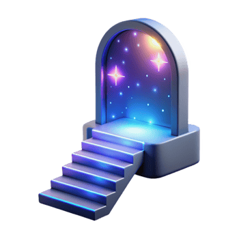 dramatic rustic 3D Render Celestial Stairway to Illuminated Arch genuine png