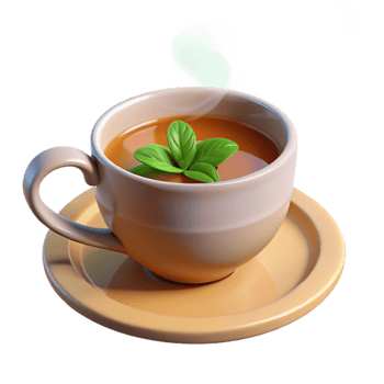 wonderful rustic 3D Render of a Teacup with Mint original png