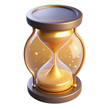 serene contemporary Golden Hourglass 3D Render original png