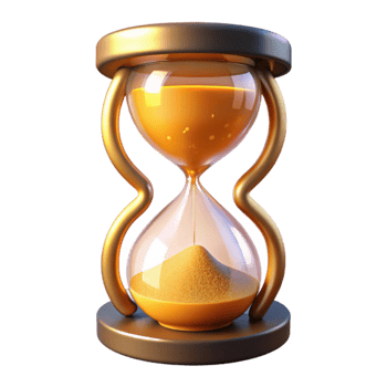 beautiful minimalist Golden Hourglass 3D Render genuine png