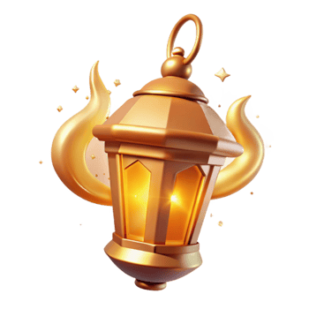 beautiful minimalist Golden 3D Lantern Illustration authentic png