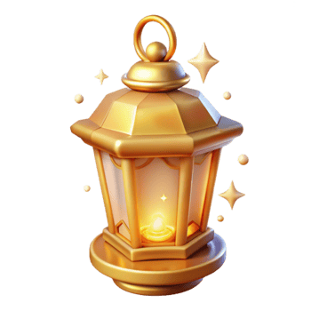 stunning traditional Golden 3D Lantern Illustration exclusive png