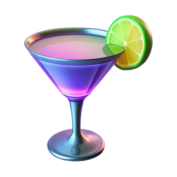 stunning vintage Neon Martini Cocktail 3D Render detailed png