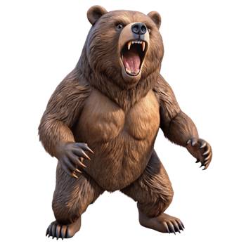 stunning minimalist Roaring Grizzly Bear 3D Render detailed png