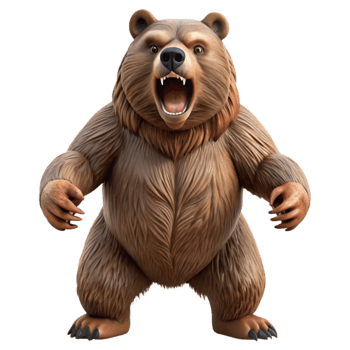 beautiful modern Roaring Grizzly Bear 3D Render professional png