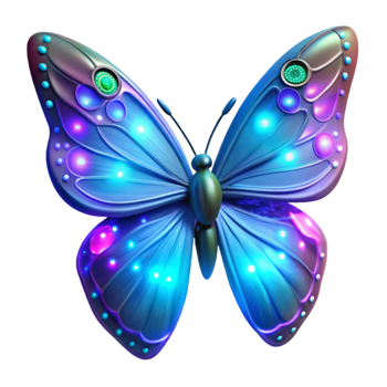elegant minimalist Glowing 3D Butterfly Illustration premium png
