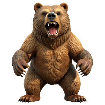 impressive vintage Roaring Grizzly Bear 3D Render original png