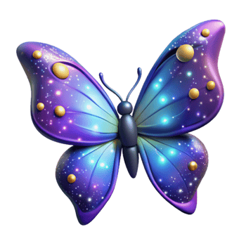 extraordinary contemporary Luminous Butterfly 3D Render authentic png