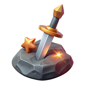 wonderful rustic 3D Render Fantasy Sword in Stone Illustration premium png