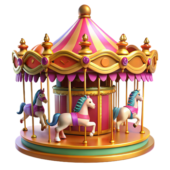 serene abstract Whimsical Carousel 3D Render exclusive png