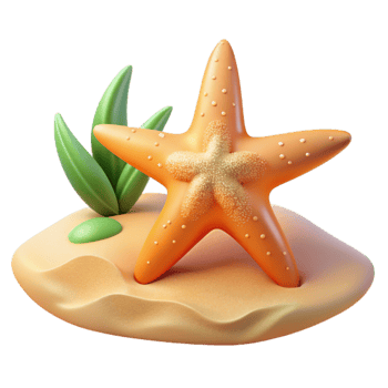 beautiful contemporary 3D Render Starfish on Sandy Beach Illustration original png
