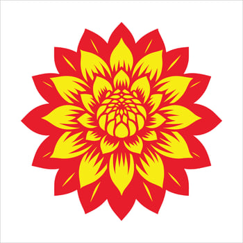 A red and yellow flower with a yellow center vector