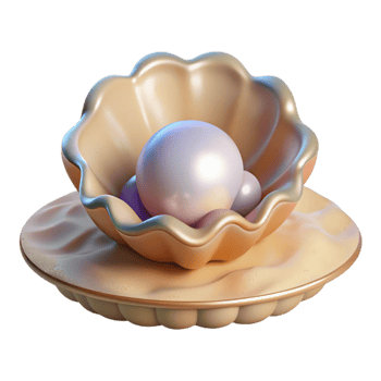 impressive abstract 3D Render Pearl in Clam Shell high quality png