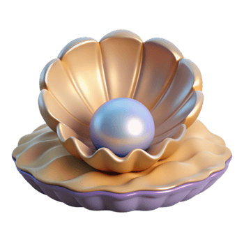 impressive rustic Golden Shell with Pearl 3D Render detailed png