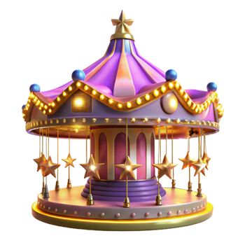 extraordinary creative Whimsical Purple Carousel 3D Render 4K png