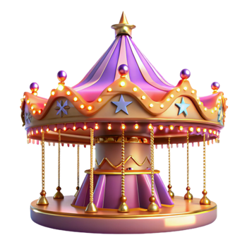 impressive rustic Whimsical 3D Carousel Illustration premium png