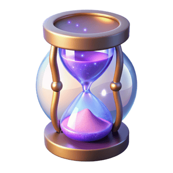 elegant modern 3D Hourglass Illustration Time Sand Purple Galaxy exclusive png