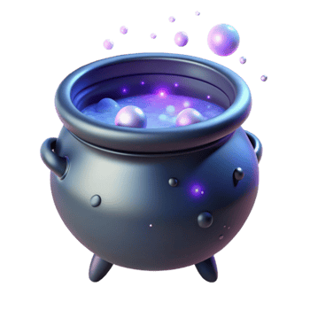 impressive classic Glowing Cauldron 3D Render detailed png