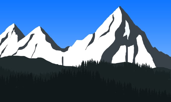 illustration of snowy mountain scenery with sunny weather and blue sky vector
