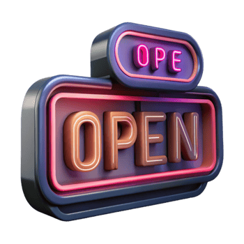 elegant artistic 3D Neon Open Sign Illustration exclusive png