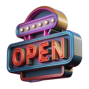 stunning artistic Retro 3D Neon Open Sign Illustration genuine png