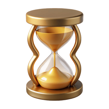 stunning classic Golden Hourglass 3D Render detailed png