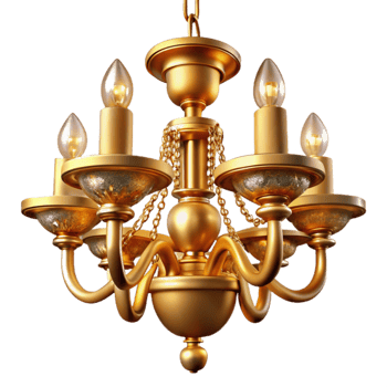 dramatic abstract Elegant Gold 5-Light Chandelier 3D Render professional png