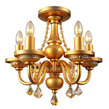 dramatic rustic Golden Chandelier 3D Model 4K png