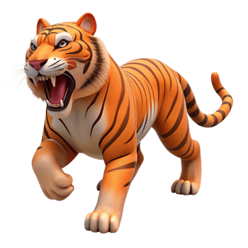 serene abstract Roaring 3D Tiger Illustration authentic png