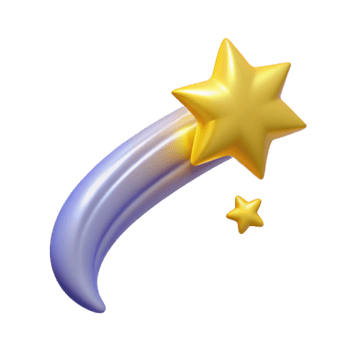 vibrant rustic 3D Render Shooting Star Illustration high quality png