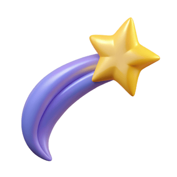 serene rustic 3D Render Purple Shooting Star detailed png