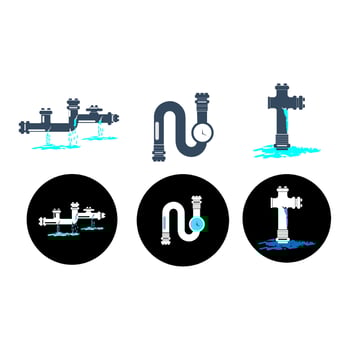 leaking pipe set icon vectors illustration
