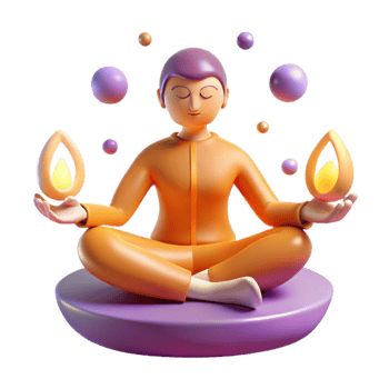 dramatic modern 3D Render of Person Meditating with Flames 4K png