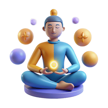 impressive vintage 3D Illustration Peaceful Meditation Pose high resolution png